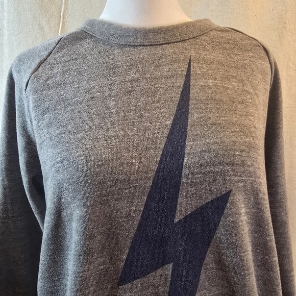 Aviator Nation Gray Sweater with Blue Lightning Bolt - Picture 3 of 8